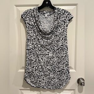 Halogen Black and White Cowl Neck Blouse